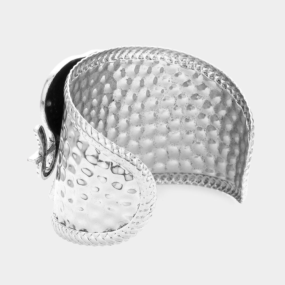iLLASPARKZ Bead Pointed Enamel Metal Elephant Cuff Bracelet