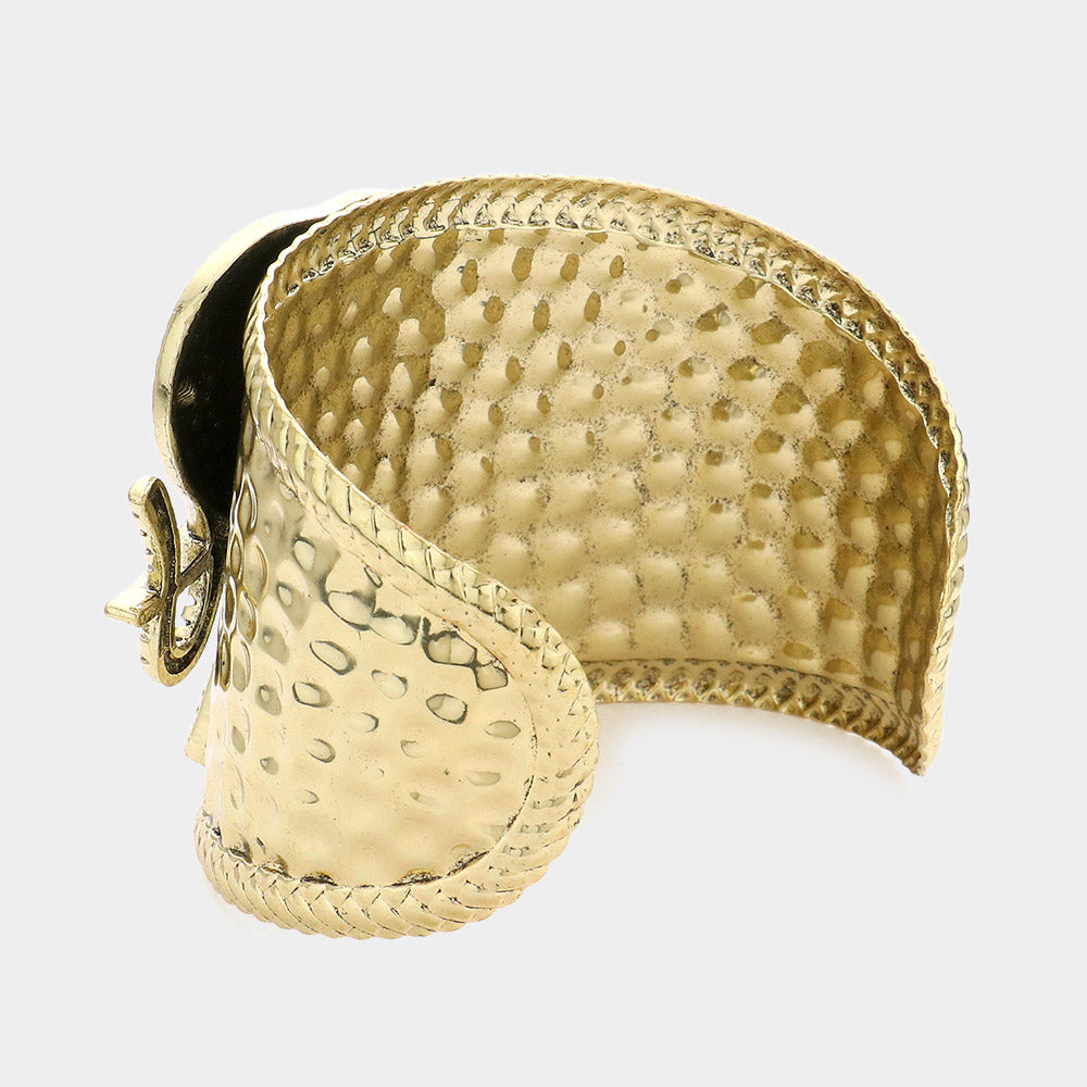 iLLASPARKZ Bead Pointed Enamel Metal Elephant Cuff Bracelet