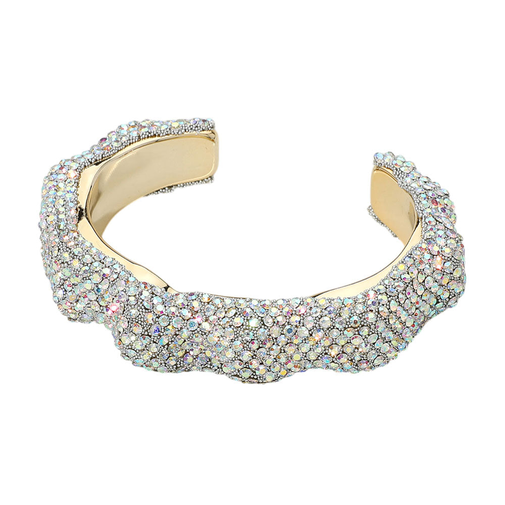 iLLASPARKZ Textured Rhinestone Evening Cuff Bracelet