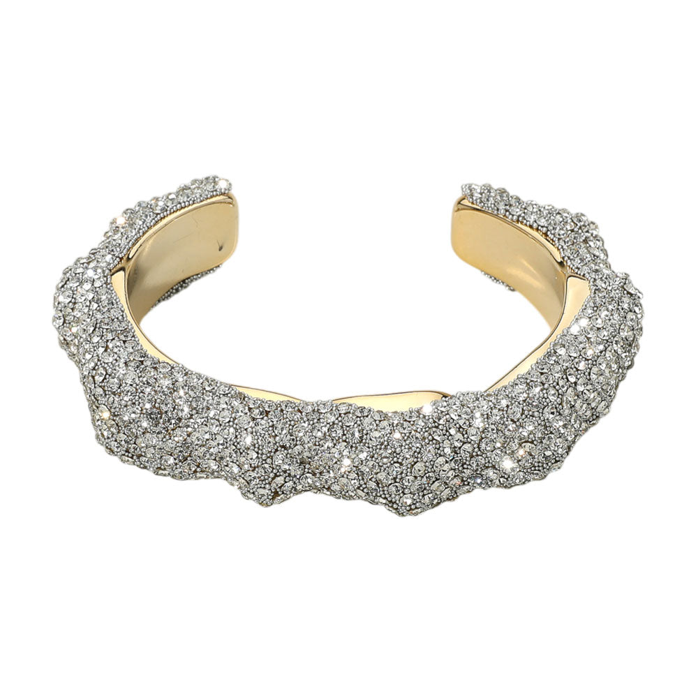 iLLASPARKZ Textured Rhinestone Evening Cuff Bracelet