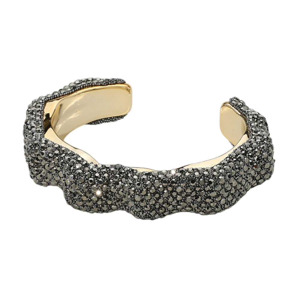 iLLASPARKZ Textured Rhinestone Evening Cuff Bracelet