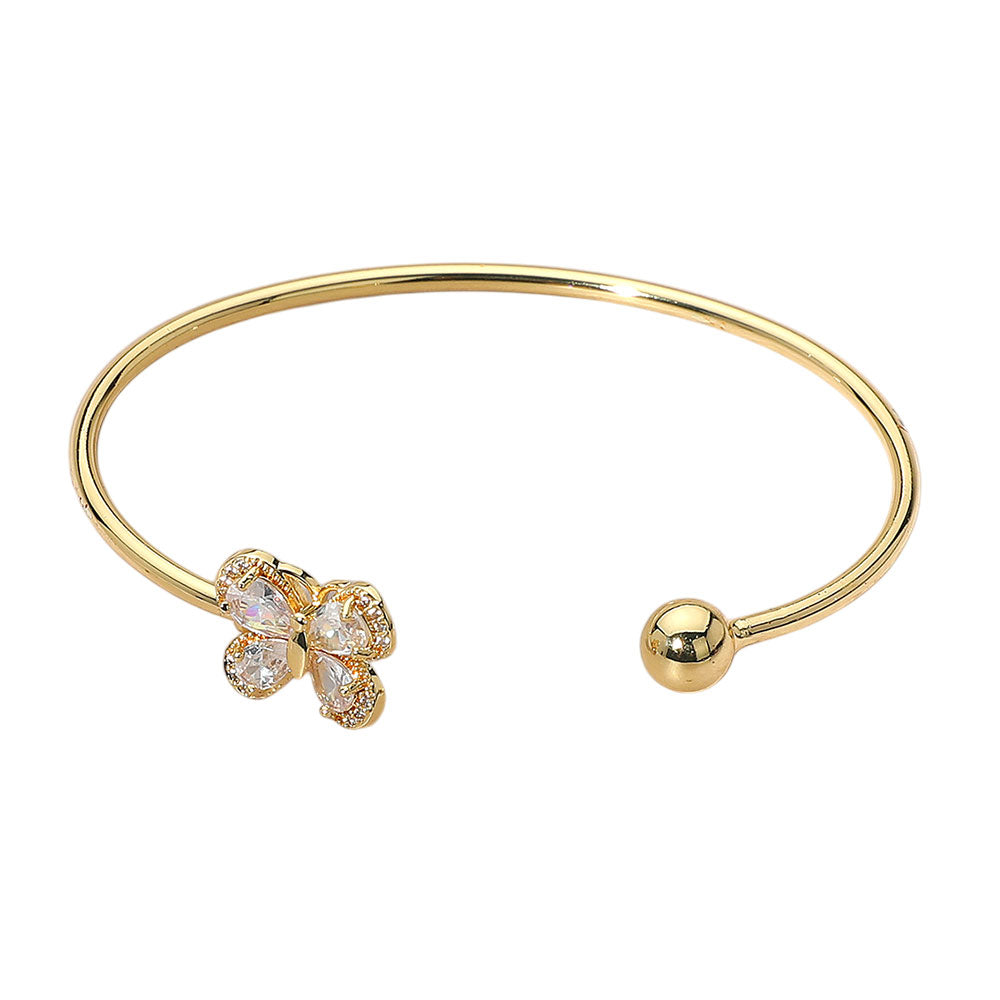 iLLASPARKZ Gold Plated CZ Stone Butterfly Tip Cuff Bracelet