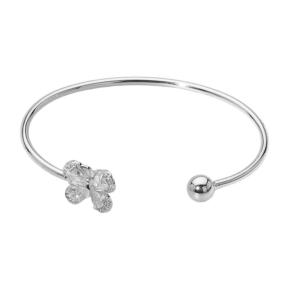iLLASPARKZ Rhodium Plated CZ Stone Butterfly Tip Cuff Bracelet
