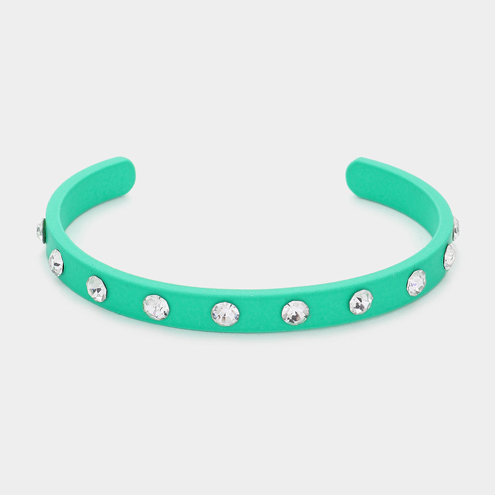 iLLASPARKZ Round Stone Embellished Colored Cuff Bracelet
