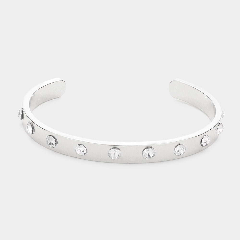 iLLASPARKZ Round Stone Embellished Metal Cuff Bracelet