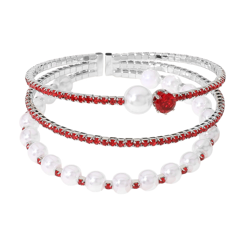 iLLASPARKZ Pearl Stone Embellished Evening Cuff Bracelet