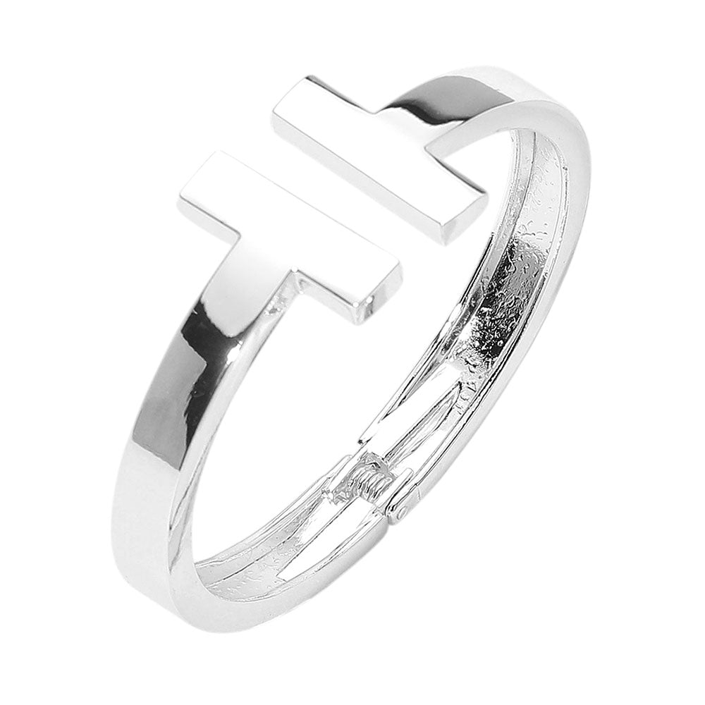 iLLASPARKZ Metal T Tip Hinged Bangle Cuff Bracelet