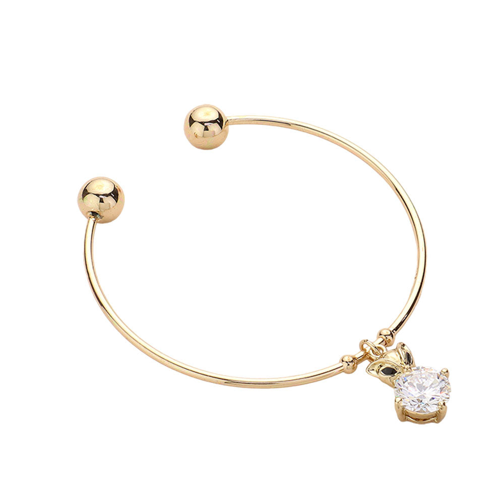 iLLASPARKZ Owl Crystal CZ Stone Charm Owl Cuff Bracelet