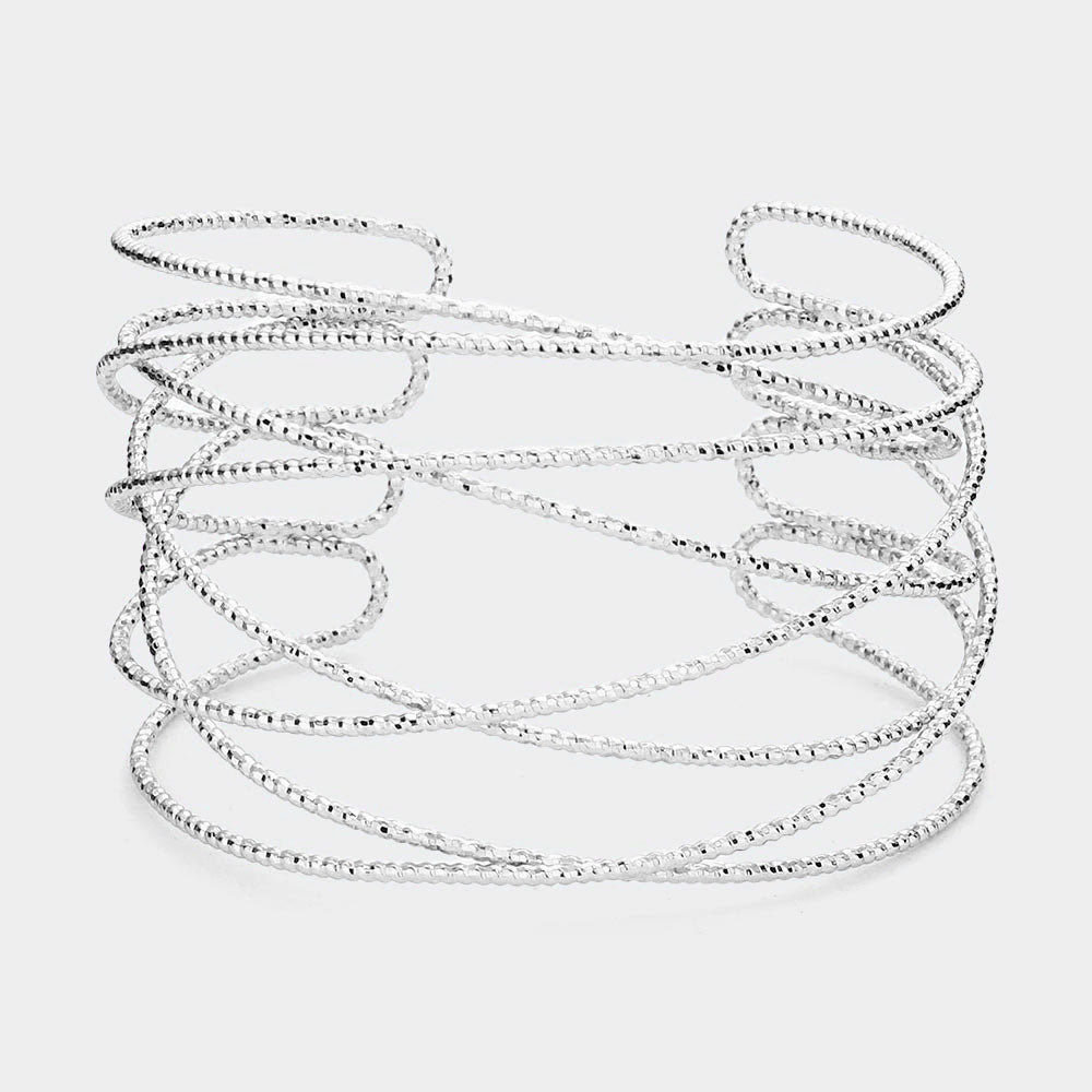 iLLASPARKZ Textured Metal Crisscross Cuff Bracelet