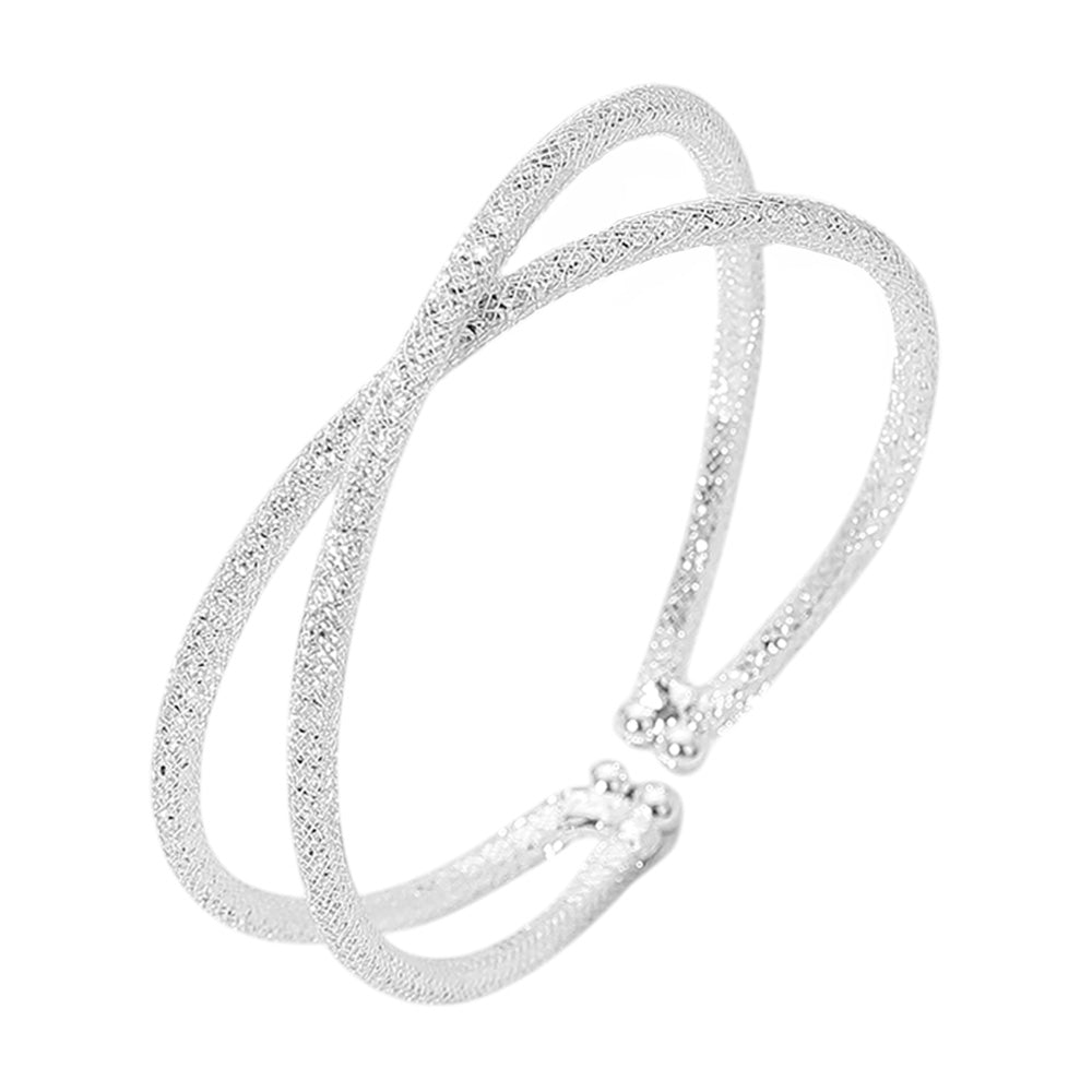iLLASPARKZ Stone Paved Crisscross Evening Cuff Bracelet