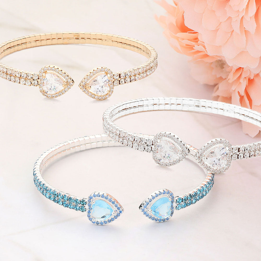 iLLASPARKZ CZ Teardrop Stone Pointed Tip Rhinestone Paved Cuff Bracelet