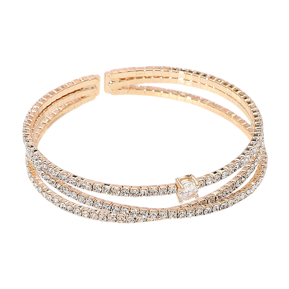 iLLASPARKZ CZ Stone Paved Split Evening Cuff Bracelet