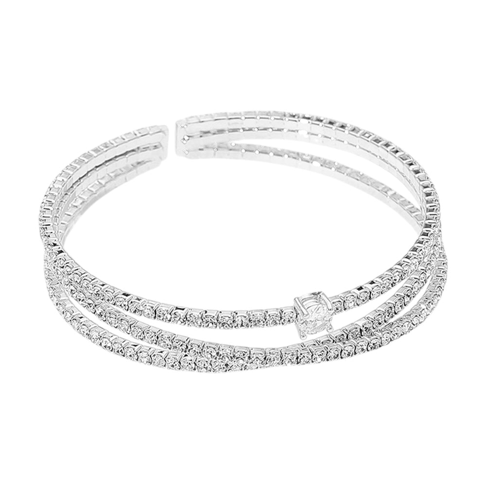 iLLASPARKZ CZ Stone Paved Split Evening Cuff Bracelet
