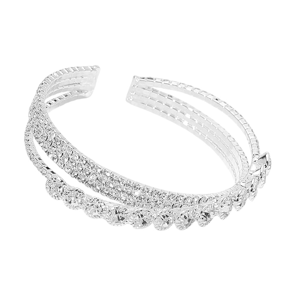 iLLASPARKZ Stone Paved Crisscross Split Evening Cuff Bracelet