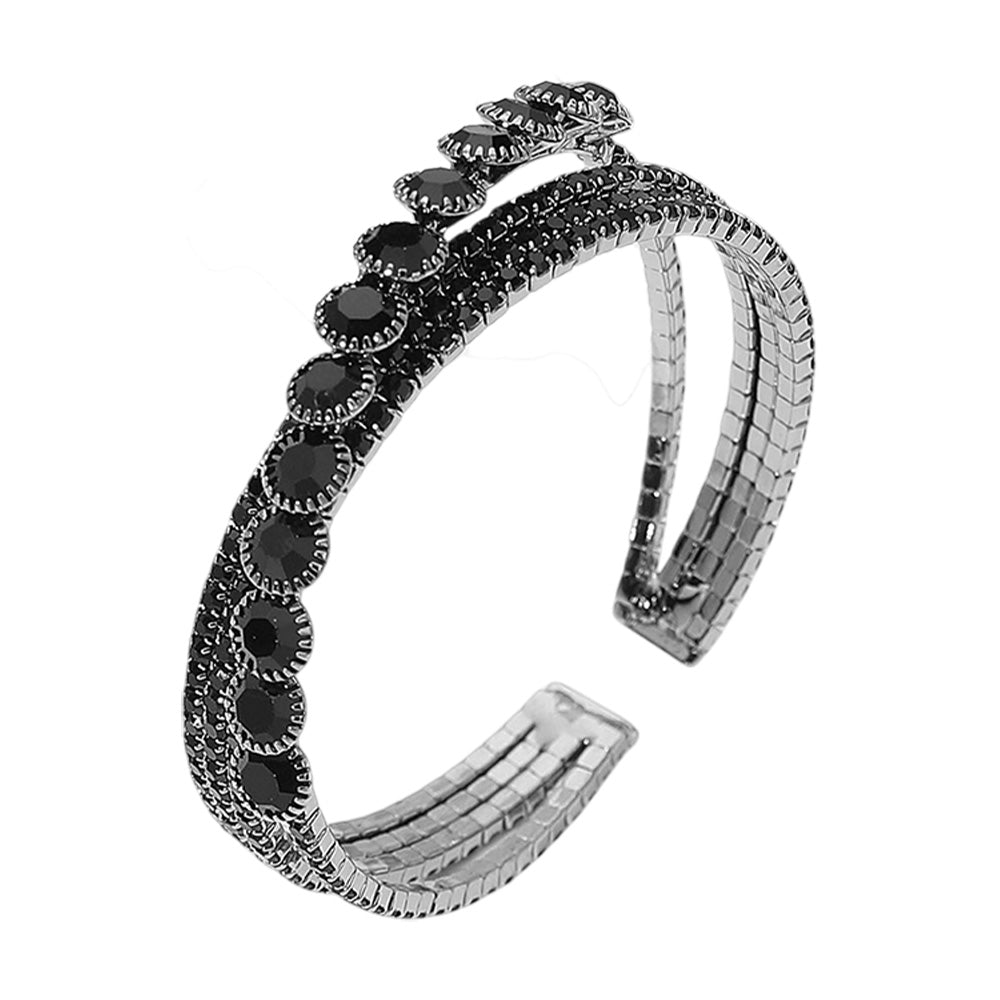 iLLASPARKZ Stone Paved Crisscross Split Evening Cuff Bracelet