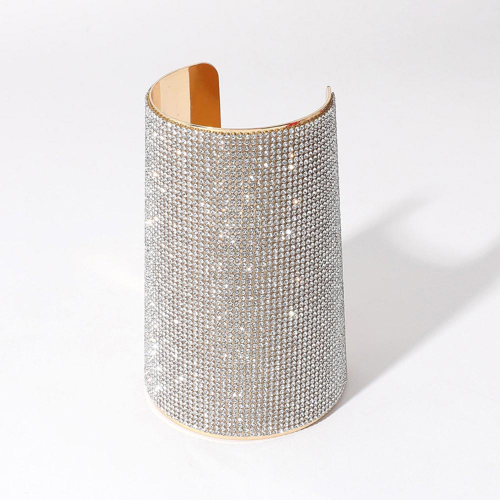 iLLASPARKZ Wide Rhinestone Paved Arm Cuff Bracelet