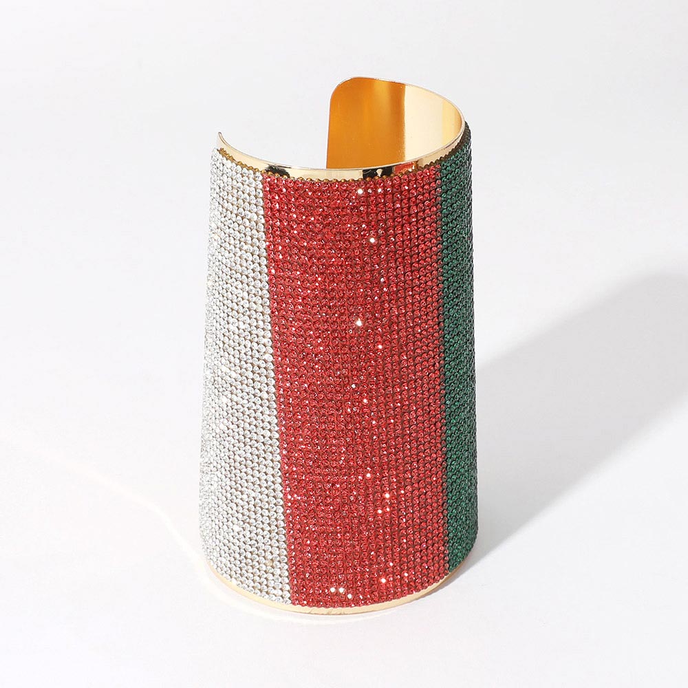 iLLASPARKZ Wide Color Block Rhinestone Paved Arm Cuff Bracelet