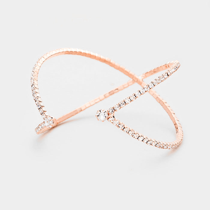iLLASPARKZ Crisscross Crystal Rhinestone Pave Cuff Bracelet