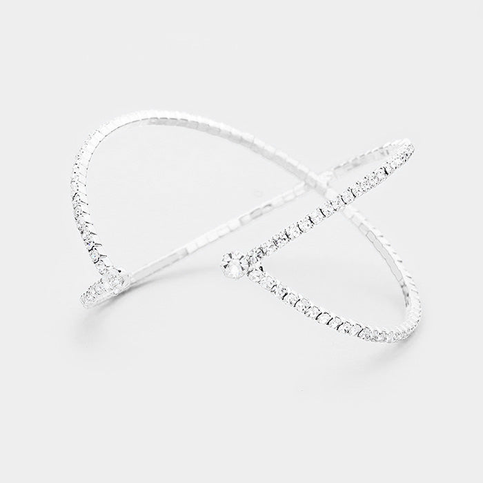 iLLASPARKZ Crisscross Crystal Rhinestone Pave Cuff Bracelet