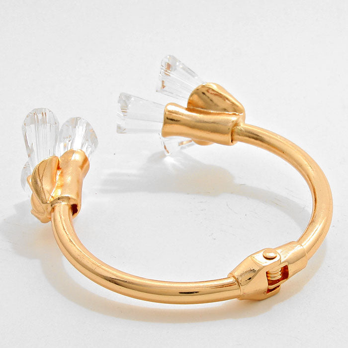 iLLASPARKZ Petal Stone Hinged Cuff Bracelet