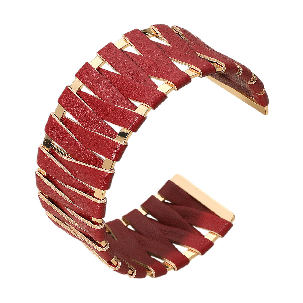 iLLASPARKZ Woven Faux Leather Wrapped Cuff Bracelet
