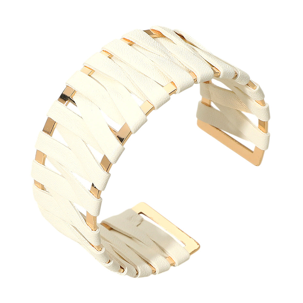 iLLASPARKZ Woven Faux Leather Wrapped Cuff Bracelet
