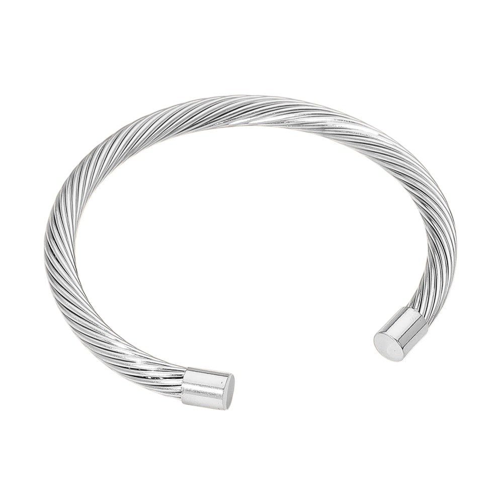 iLLASPARKZ Stainless Steel Twisted Cable Cuff Bracelet
