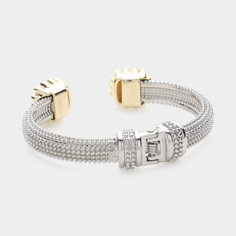 iLLASPARKZ CZ Stone Paved Square Tip Hinged Cuff Bracelet