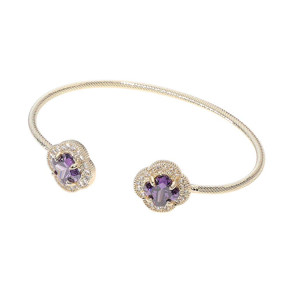 iLLASPARKZ CZ Quatrefoil Stone Tip Cuff Bracelet