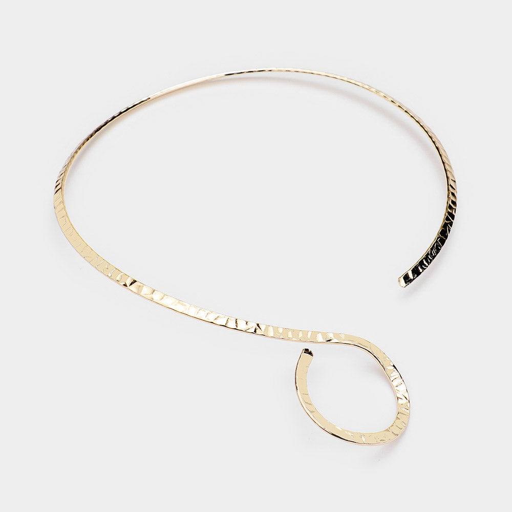 iLLASPARKZ Textured Metal Swirl Omega Open Choker Necklace