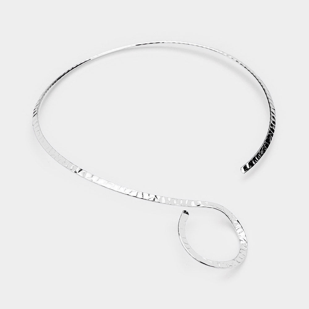 iLLASPARKZ Textured Metal Swirl Omega Open Choker Necklace