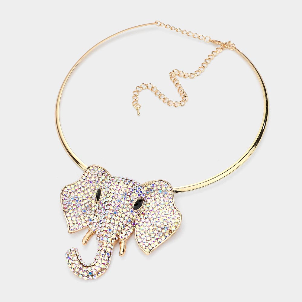 iLLASPARKZ Rhinestone Pave Elephant Choker Necklace