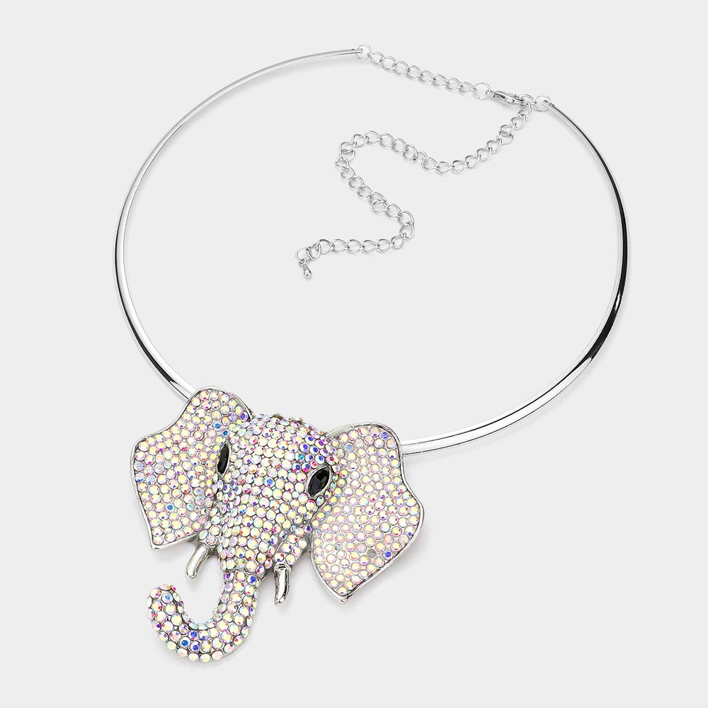 iLLASPARKZ Rhinestone Pave Elephant Choker Necklace