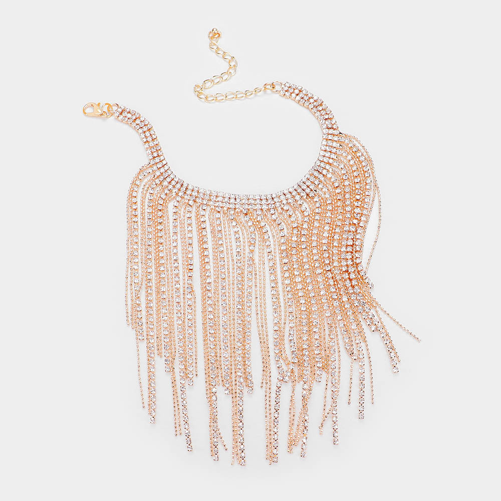 iLLASPARKZ Rhinestone Fringe Choker Necklace