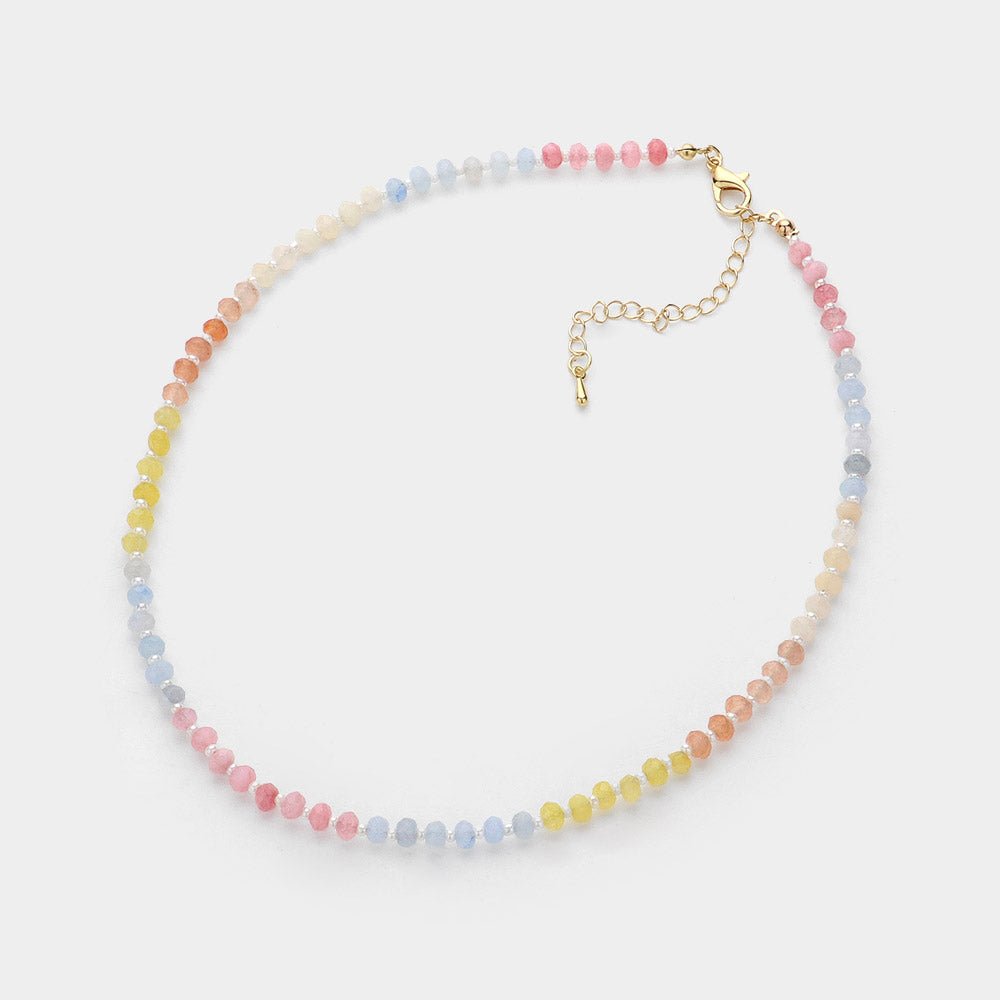 iLLASPARKZ Semi Precious Faceted Beaded Choker Necklace