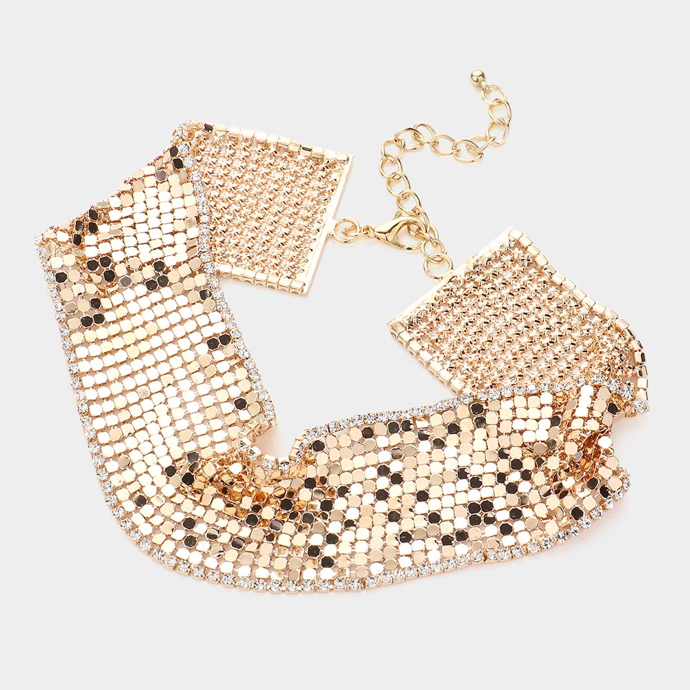 iLLASPARKZ Rhinestone Trimmed Metal Choker Necklace