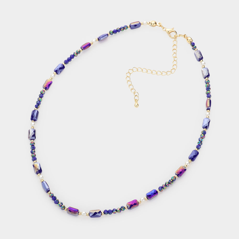 iLLASPARKZ Pearl Accented Faceted Beaded Choker Necklace