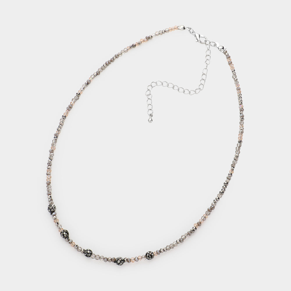 iLLASPARKZ Quintuple Shamballa Ball Accented Faceted Beaded Choker Necklace