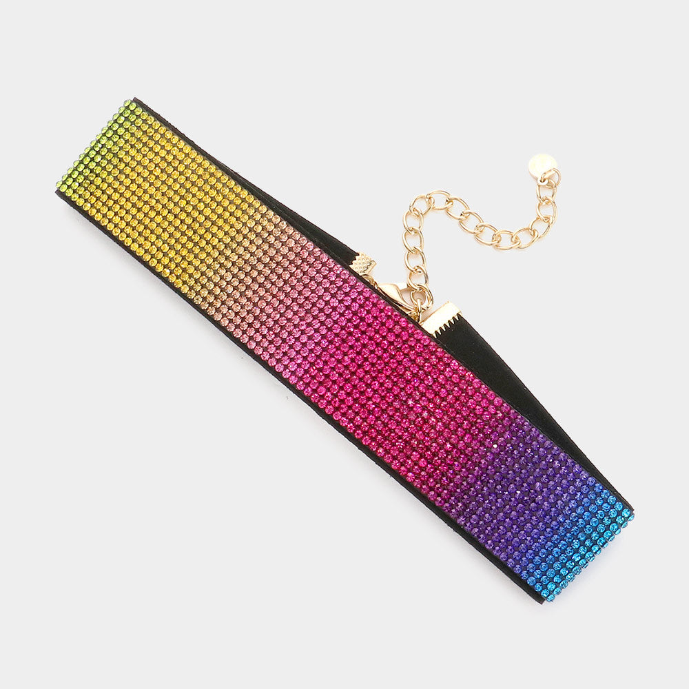 iLLASPARKZ Ombre Bling Rainbow Choker Necklace