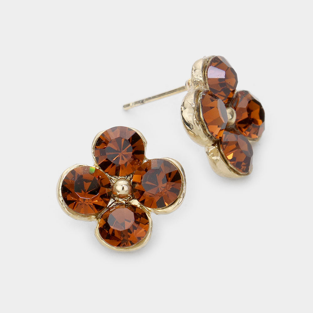 iLLASPARKZ Genuine Crystal Clover Stud Earrings