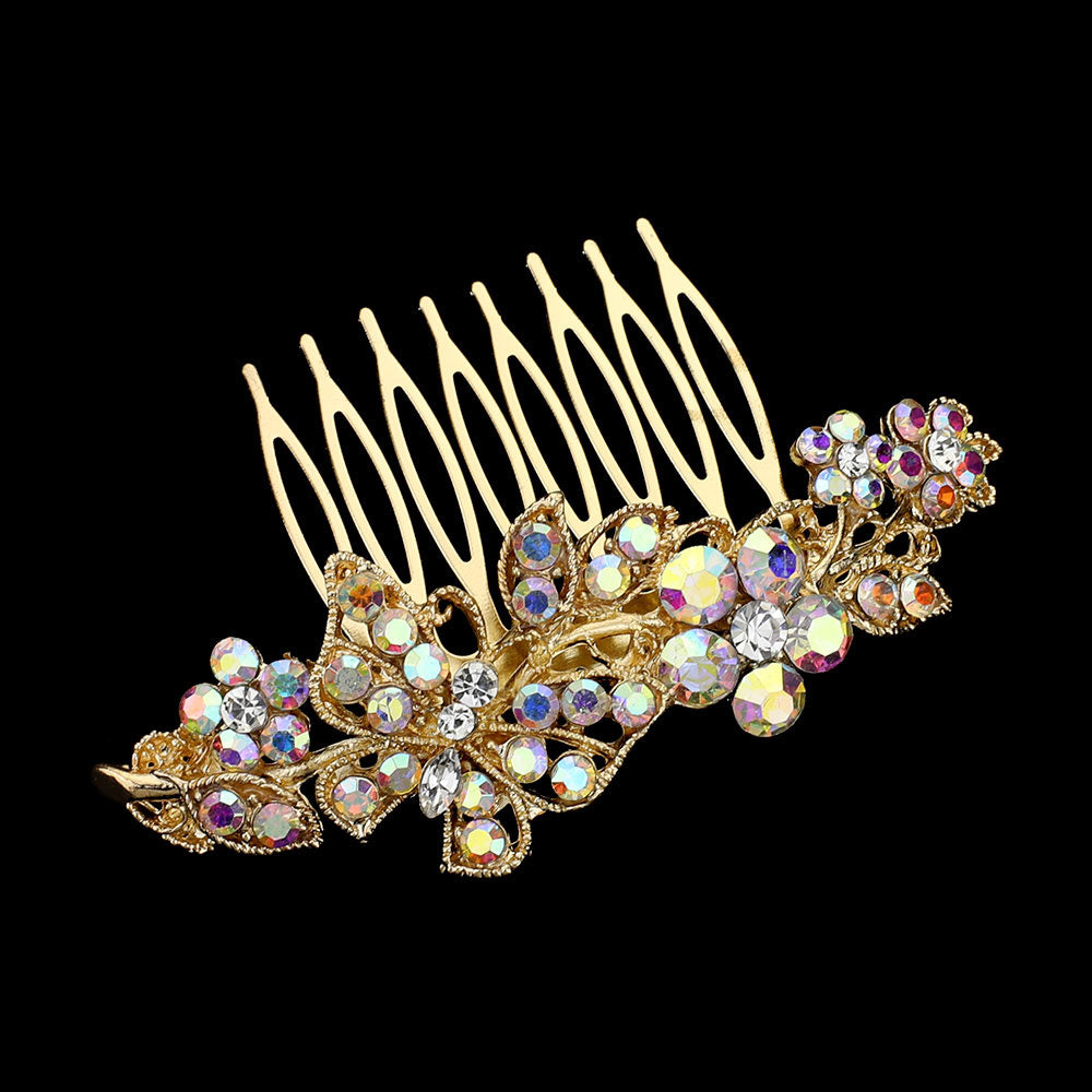 iLLASPARKZ Stone Embellished Butterfly Flower Accented Hair Comb