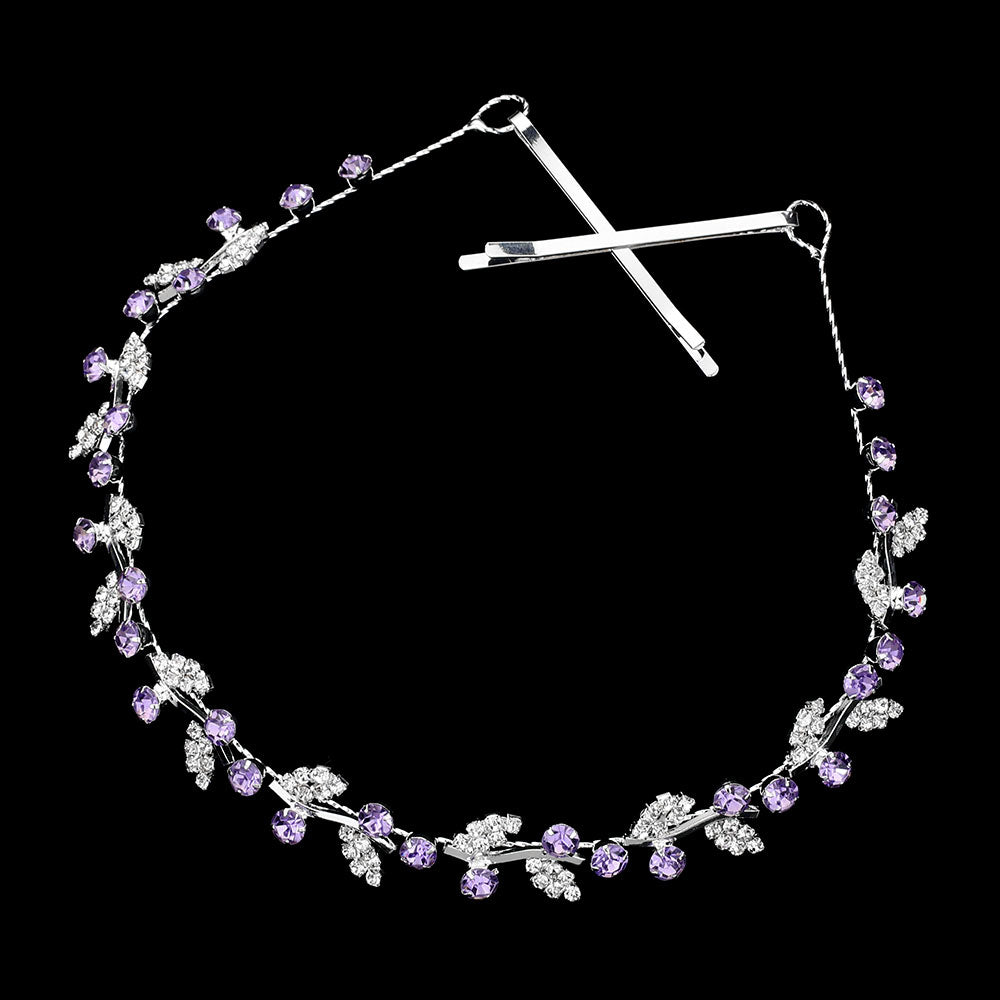 iLLASPARKZ CZ Stone Paved Leaf Vine Wrap Headpiece