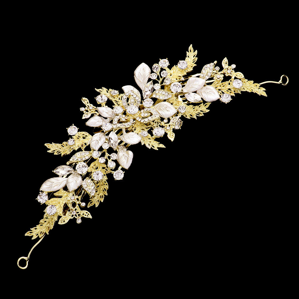 iLLASPARKZ Stone Embellished Leaf Cluster Vine Wrap Headpiece