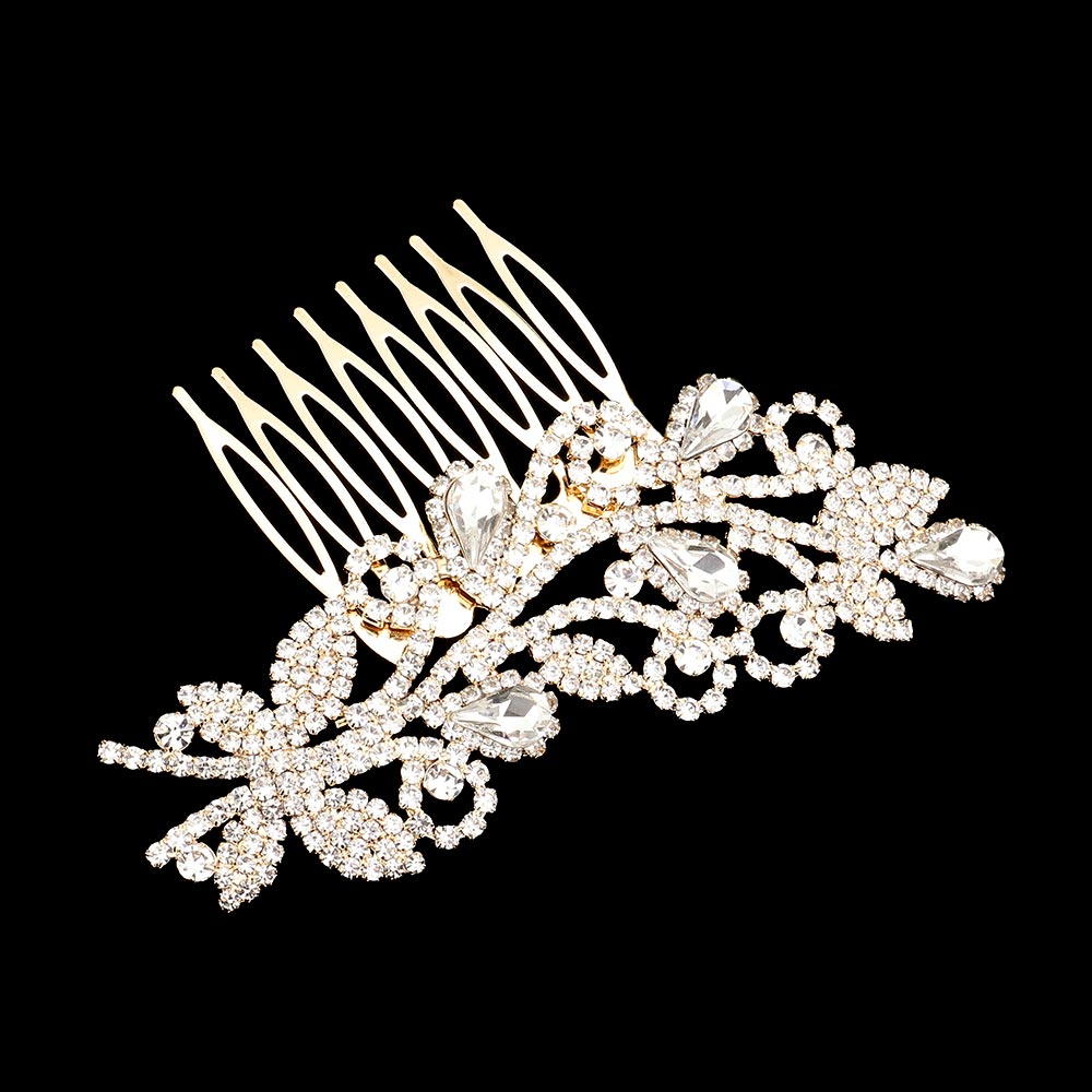 iLLASPARKZ Teardrop Stone Accented Leaf Hair Comb