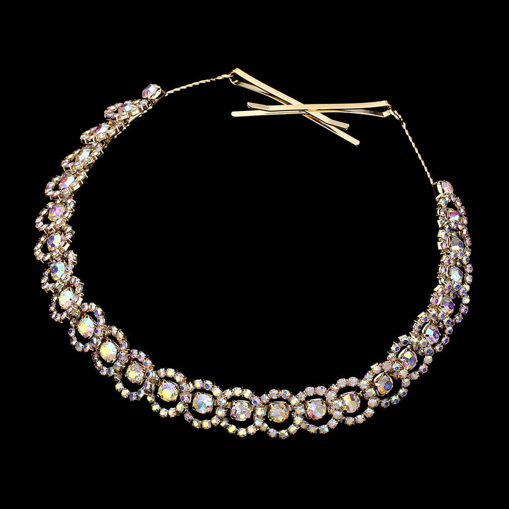 iLLASPARKZ Round Rhinestone Accented Bun Wrap Headpiece