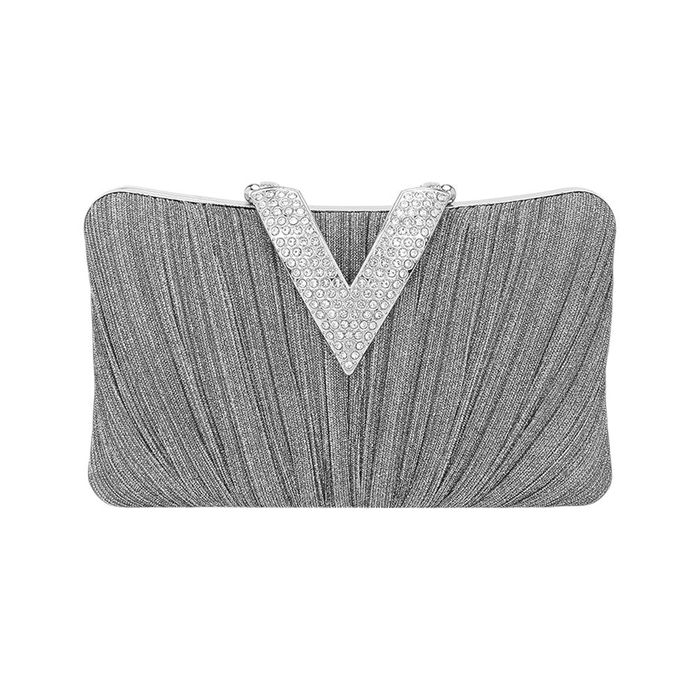 iLLASPARKZ Sparkle Fabric Stone Paved V Fold Clutch / Evening Bag / Crossbody Bag