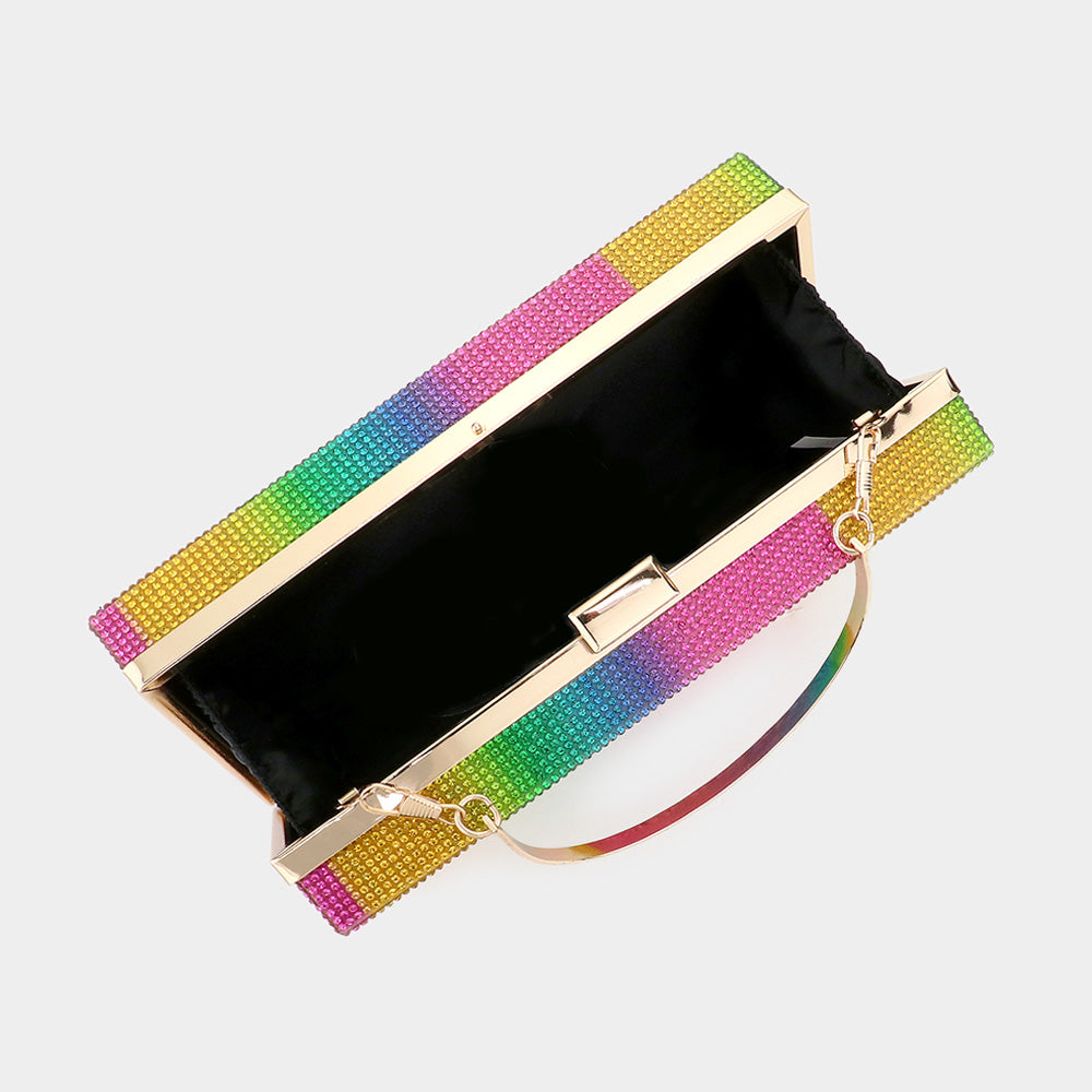 iLLASPARKZ Rainbow Bling Rectangle Evening Tote / Clutch / Crossbody Bag