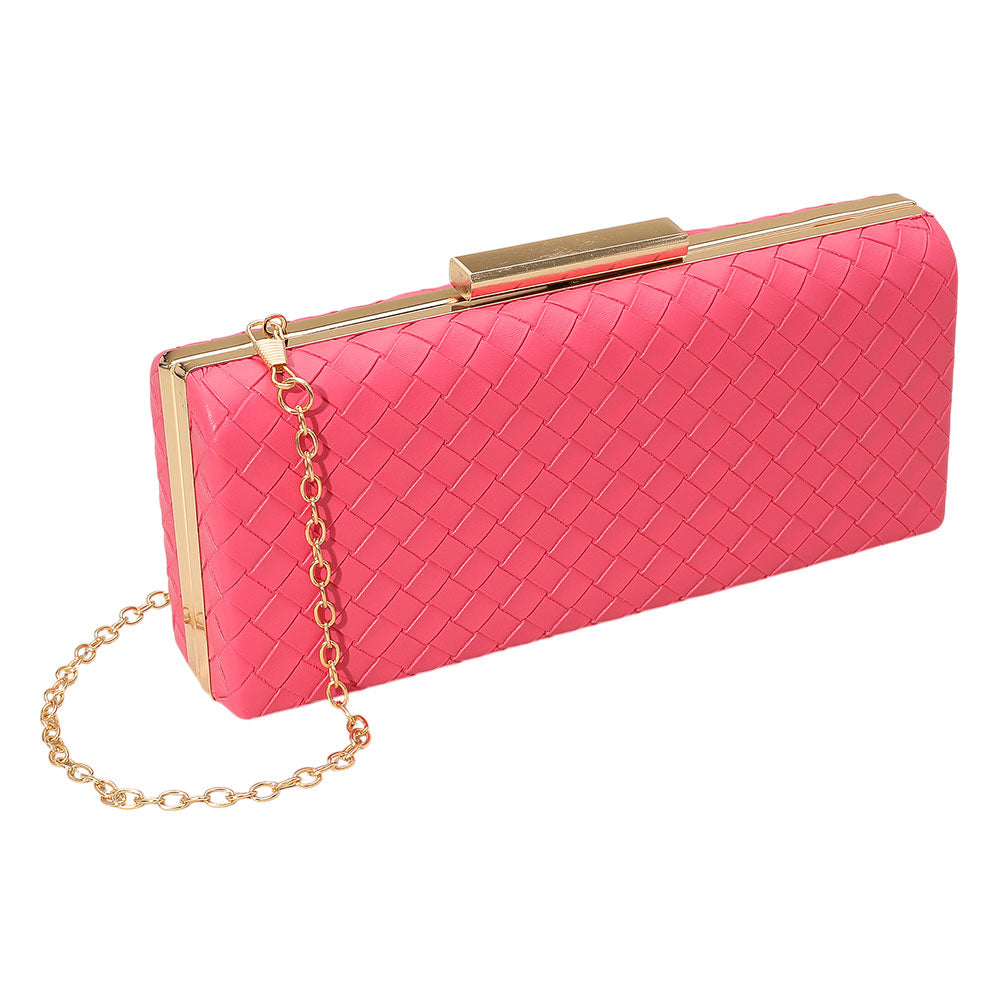 iLLASPARKZ Faux Leather Basket Weave Clutch Evening Bag / Crossbody Bag