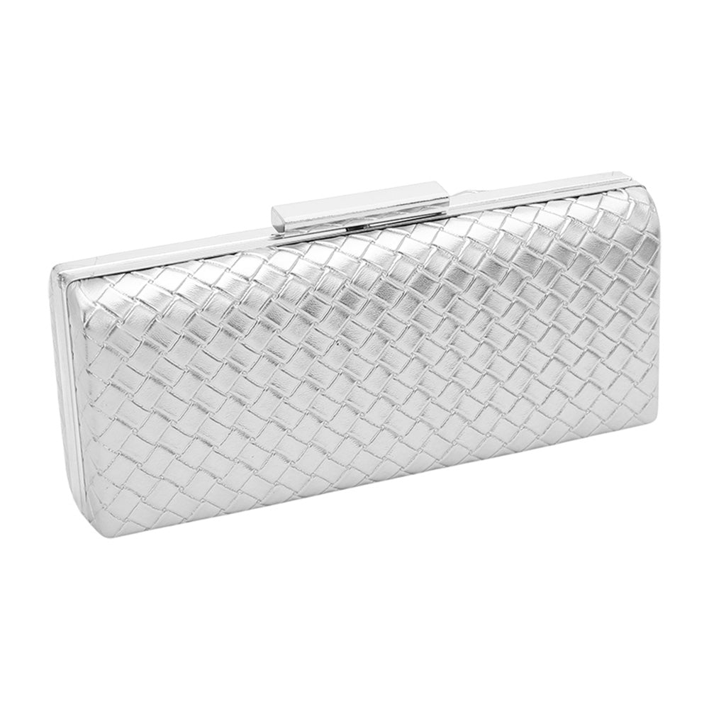 iLLASPARKZ Faux Leather Basket Weave Evening Clutch Bag / Crossbody Bag