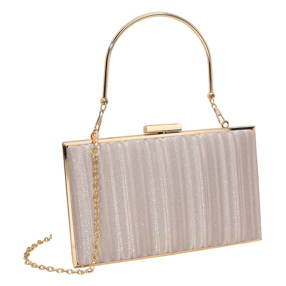 iLLASPARKZ Textured Sparkle Fabric Top Handle Clutch Bag / Evening Bag
